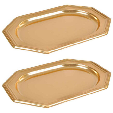 Lot de 2 Plateaux Déco "Octogonaux" 34cm Or (1/2)