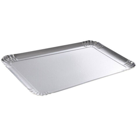 Lot de 3 Plateaux en Carton "Rectangle" 28x42cm Argent