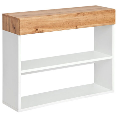 Étagère Murale 2 Niveaux & Tiroir "Easy" 100cm Blanc (1/4)
