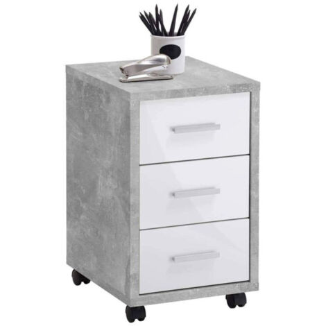 Caisson de Bureau 3 Tiroirs "Dylda" 58cm Gris (1/2)