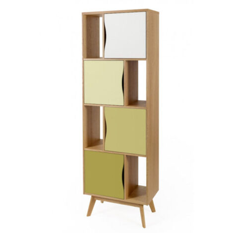 Bibliothèque Design "Avon" 191cm Chêne & Vert (1/2)