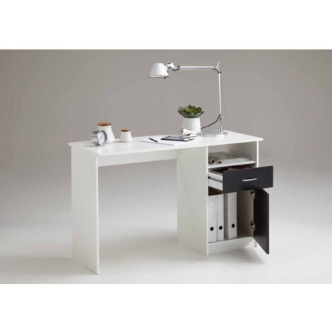 Bureau Design 1 Porte & 1 Tiroir "Sonka" 123cm Blanc