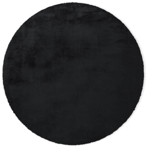 Tapis Rond à Poils Longs "Rabbit" 160cm Anthracite (1/2)