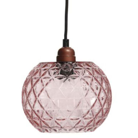 Lampe Suspension en Verre "Corvus" 18cm Rose (1/4)