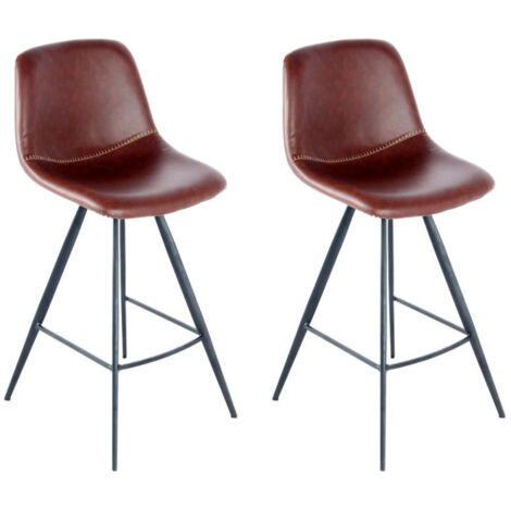 Lot de 2 Tabourets de Bar "Samantha" 102cm Marron & Noir (1/4)