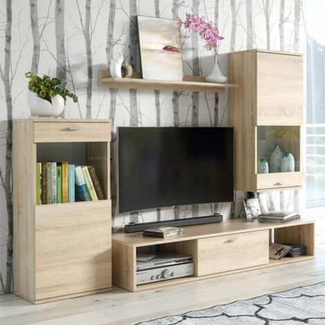 Ensemble Meuble TV Design "Rico" 180cm Naturel (1/4)