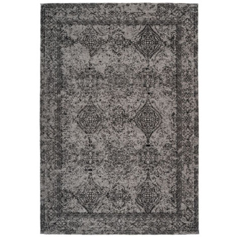 Tapis Vintage à Poils Courts "Iglesia" Gris & Noir 120 x 170 cm (1/4)
