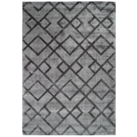 Tapis Rétro à Poils Courts Fait Main "Luxury III" Gris 120 x 170 cm (1/4)
