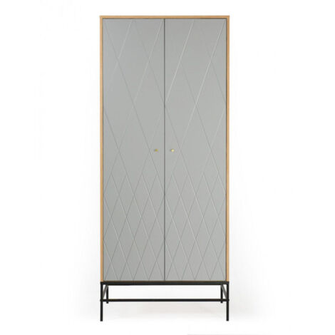 Armoire 2 Portes Design "Mian" 190cm Gris (1/5)