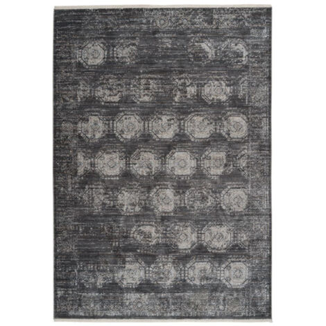 Tapis Vintage à Franges "Baroque VII" Anthracite 80 x 150 cm (1/4)