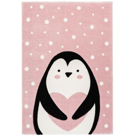Tapis de Chambre Enfant Pingouin "Gidya" Rose 80 x 150 cm (1/4)