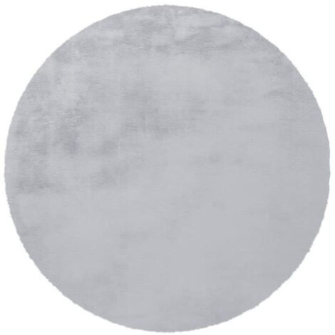 Tapis Rond à Poils Longs "Rabbit" 160cm Bleu Gris (1/2)