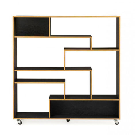 Étagère Bibliothèque Design "Southbury" 143cm Chêne & Noir (1/4)