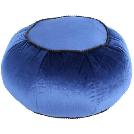 Pouf Rond en Velours "Taj Mahal" 65cm Bleu (1/3)