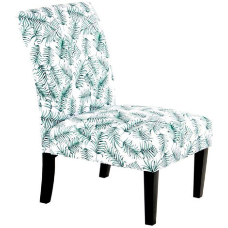 Fauteuil Design Imprimé "Indira" 92cm Blanc & Vert (1/3)