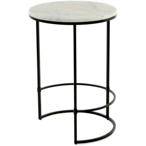 Table d'Appoint en Marbre "Louis" 64cm Blanc (1/3)