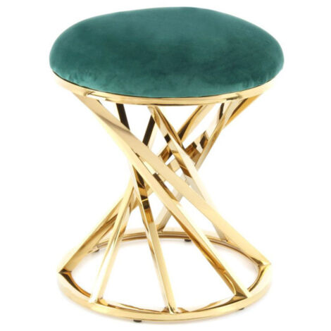 Tabouret Design "Wesley" 49cm Vert & Or (1/3)