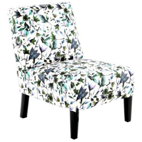 Fauteuil Design Imprimé "Indira" 84cm Beige & Vert (1/3)