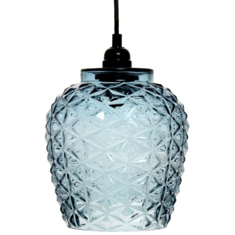 Lampe Suspension en Verre "Vila" 24cm Bleu (1/4)