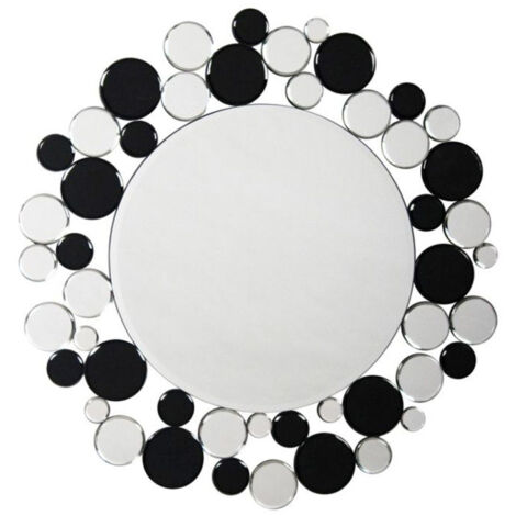 Miroir Mural Design "Bubble" 80cm Argent & Noir (1/3)