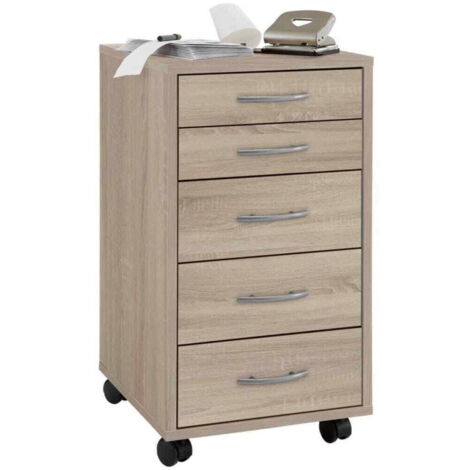 Caisson de Bureau 5 Tiroirs "Dydre" 63cm Naturel (1/3)