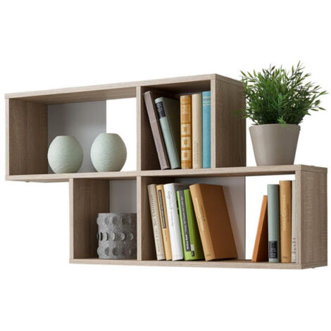 Étagère Murale Design "Orian" 100cm Chêne & Blanc (1/3)