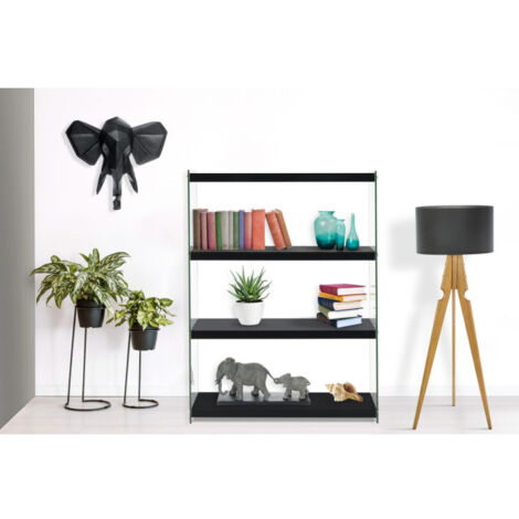 Étagère 4 étages Elementary 113 Cm Noir Brillant – Design Sobre Et Pratique Pour Rangement