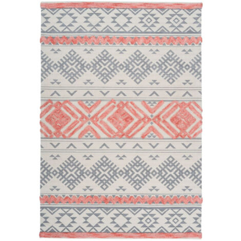 Tapis Jacquard à Poils Courts "Ethnie" Gris & Orange 160 x 230 cm (1/4)