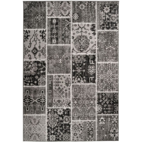 Tapis Patchwork à Poils Courts "Ariya" Gris 120 x 170 cm (1/4)
