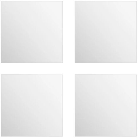 Atmosphera – Lot de 4 miroirs adhésifs carrés 20x20cm – Verre argenté – Épaisseur 0,18cm – Fixation facile avec ruban adhésif (1/4)