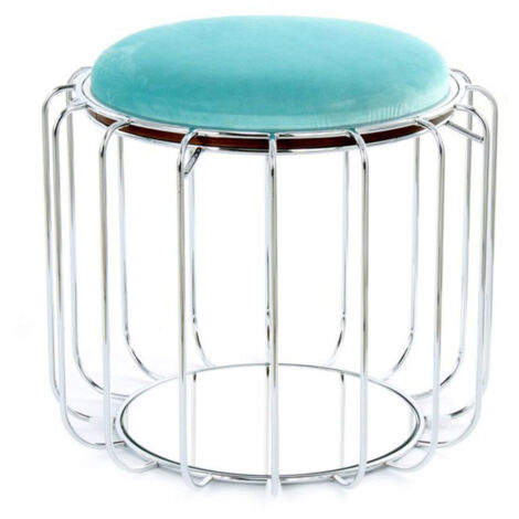 Pouf & Table d'Appoint "Comfortable" 50cm Menthe & Argent (1/3)