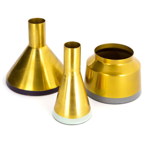 Lot de 3 Vases Déco "Culture" 16cm Violet & Or (1/3)