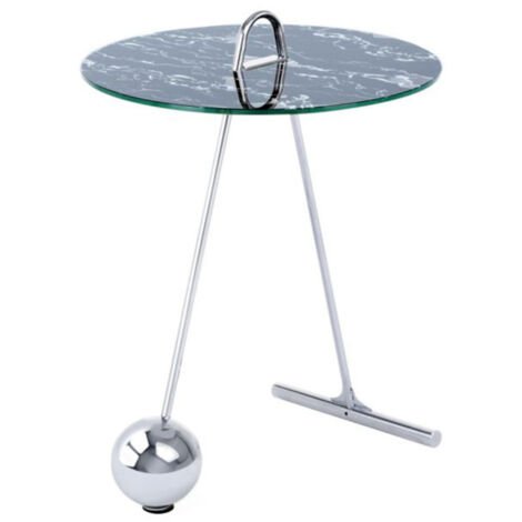 Table d'Appoint Design "Pendule" 60cm Argent & Noir (1/3)