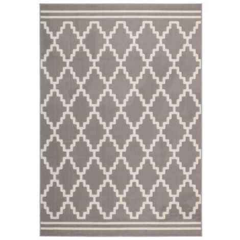 Tapis Imprimé Losange à Poils Courts "Lina" Taupe 80 x 150 cm (1/4)