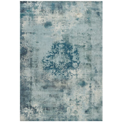 Tapis Rétro à Poils Courts "Vintage" Bleu Pétrole 140 x 200 cm (1/4)