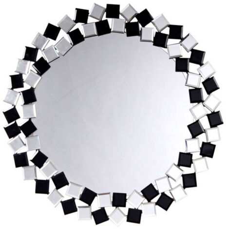 Miroir Mural Design "Mosaic" 80cm Argent & Noir (1/3)
