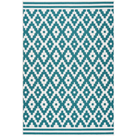 Tapis Géométrique à Poils Courts "Now III" Turquoise 200 x 290 cm (1/4)