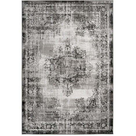 Tapis Effet Vieilli à Poils Courts "Ariya" Anthracite 120 x 170 cm (1/4)