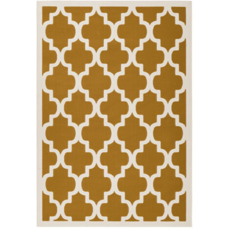 Tapis Vintage à Poils Courts "Manolya" Or & Ivoire 80 x 150 cm (1/4)