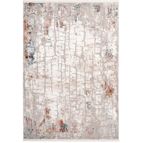 Tapis Vintage à Franges "Akropolis I" Gris & Rose 80 x 150 cm (1/4)
