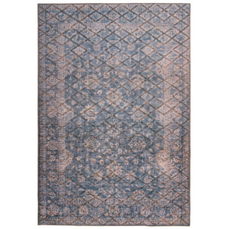 Tapis Tissé à Poils Courts "Antique" Bleu & Or 120 x 180 cm (1/3)