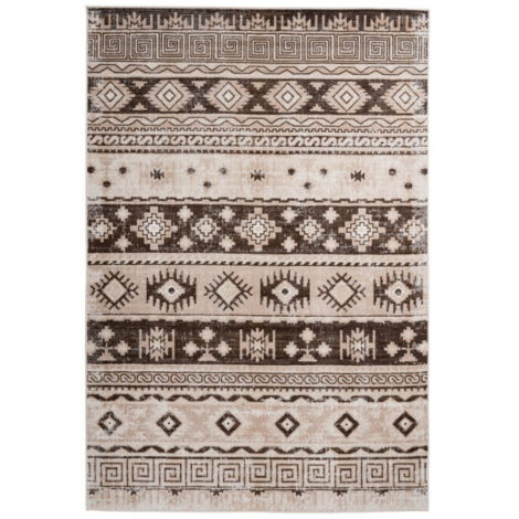 Tapis Ethnique à Poils Courts "Ariya" Taupe 80 x 150 cm (1/4)