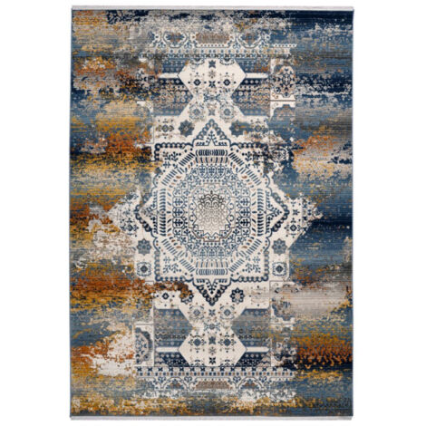 Tapis Oriental à Poils Courts "Anouk" Bleu 120 x 170 cm (1/4)