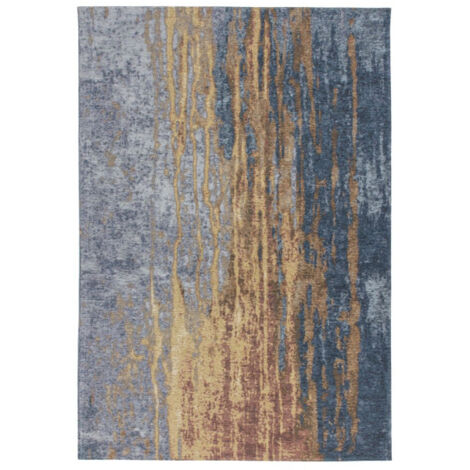 Tapis Vintage à Poils Courts "Blaze" Bleu & Beige 115 x 170 cm (1/4)