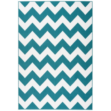Tapis Géométrique à Poils Courts "Manolya" Turquoise 80 x 150 cm (1/4)