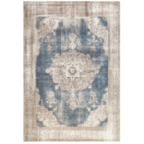 Tapis Imprimé Antique "Vintage" Beige & Bleu 140 x 200 cm (1/4)