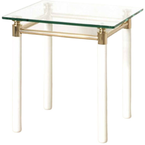 Table d'Appoint Design "Ruben" 44cm Blanc & Or (1/2)