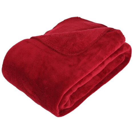 Atmosphera – Plaid microfibre rouge 180x230cm – 100% polyester – Lavable à 30° – Confort et chaleur pour intérieur