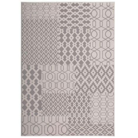 Tapis Tissé Géométrique à Poils Courts "Lina" Taupe 120 x 170 cm (1/4)
