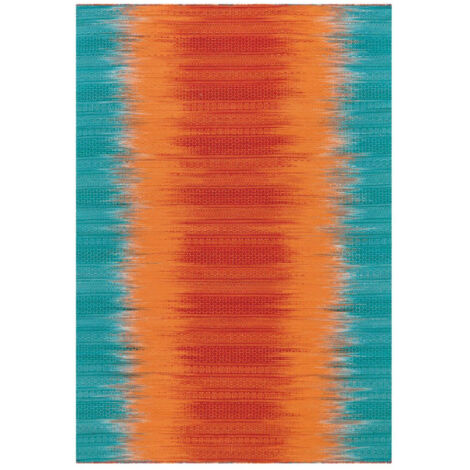 Tapis en Laine Tissé Fait Main "Sunset" Orange & Bleu 90 x 160 cm (1/4)